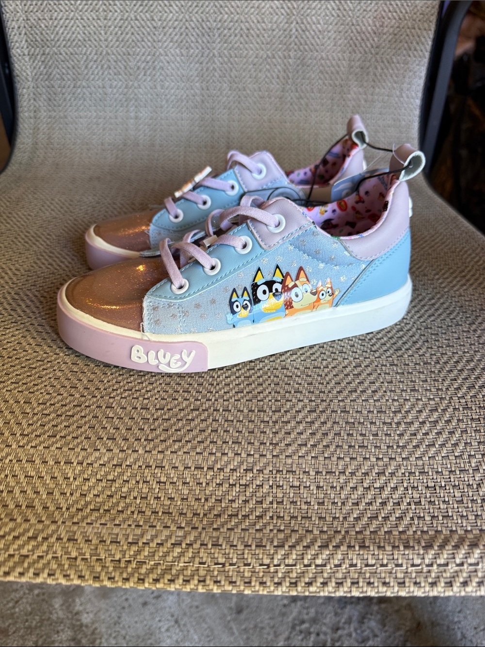 Bluey Kids' Glitter Pink & Light Blue Lace-Up Sneakers